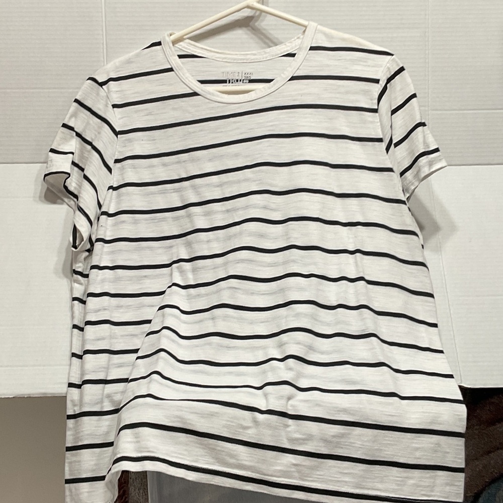 Time and Tru Classic Black and White Striped Tee